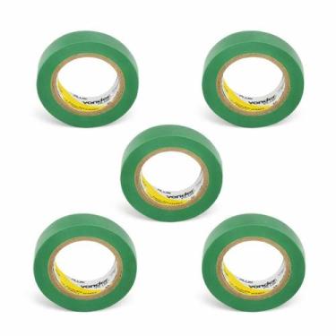 Imagem de Kit 5 fita isolante 19mmx10m verde vonder plus