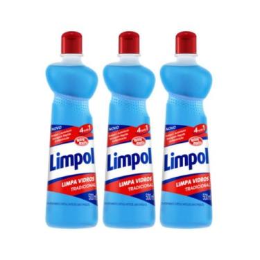 Imagem de Kit C/3 Limpa Vidros Limpol 4 Em 1 Tradicional Squeeze 500ml