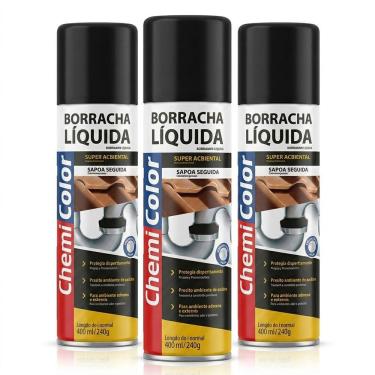 Imagem de Kit com 3un Borracha Líquida Chemicolor Preta 400ml