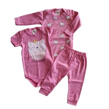 Imagem de Conjunto de 3 peças 2 Body Manga Longa e Curta + Calça Feminino para B