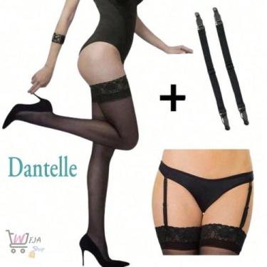 Imagem de Kit Meia 7/8 Dantelle Fio 15 + Liga DeMillus Support  Fixação e Confor