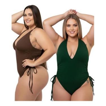 Imagem de Kit 2 Maiô Body Plus Size Feminino Suplex Sem Bojo Praia - Store Natha
