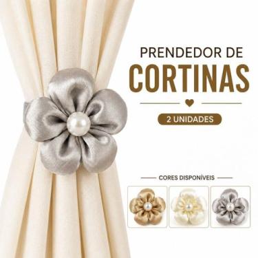 Imagem de Prendedor Cortina Flor Magnetico 2 Unidades Decorativo Luxo - Dantas P