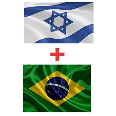 Imagem de Kit Bandeira De Israel + Bandeira Do Brasil (1,5m X 0,90cm)