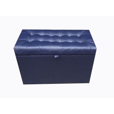 Imagem de Puff Baú Em Corino 68 Cm - Azul Marinho - 100% Mdf