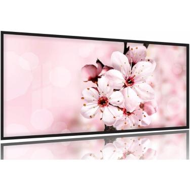 Imagem de Quadro Decorativo Flores Rosa para Hall 130x60 Moldura Preta 2x2