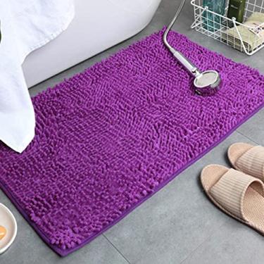 Imagem de Tapete de banheiro de chenille luxuoso, tapete de banho antiderrapante absorvente de água macio tapetes de microfibra Shaggy lavável à máquina, tapete pequeno extra grosso para chuveiro 20x63 polegadas/50x160 cm