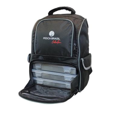 Imagem de Mochila Pesca Brasil Fishing Bag 30 Litros Preta 3 Estojos