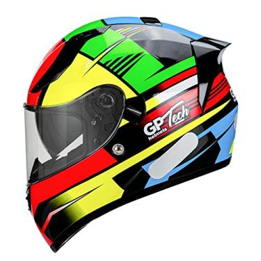 Imagem de Capacete Moto GP Tech V128 Flag Viseira solar interna Vermelho amarelo verde 61