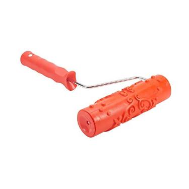 Imagem de Rolo de parede vermelho escova rolos de impressão em relevo cola macia alça de plástico vermelho conjunto de pintura de parede de vários padrões ferramentas de decoração para casa, 11