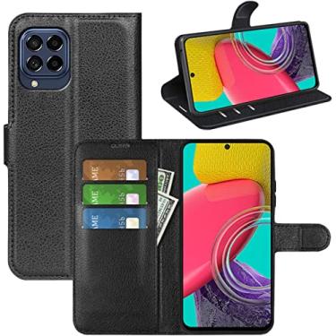 Imagem de Capa Capinha Carteira Para Samsung Galaxy M53 5G Case Couro Flip Wallet Top Suporte e Porta-cartões (Preta)