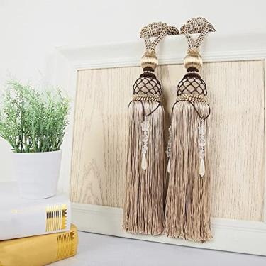 Imagem de 2 Pçs Cortina tieback Bola Pendurada Gancho de Cortina Bandagem Lashing Lobbing Strap Tassel Tieback Fivela Decoração de casa, café de arroz, 2 Pçs Preço