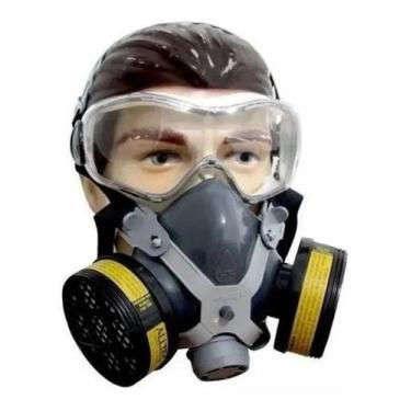 Imagem de Máscaras Respiratória Facial Com 2 Filtros Gases E Óculos - Destra