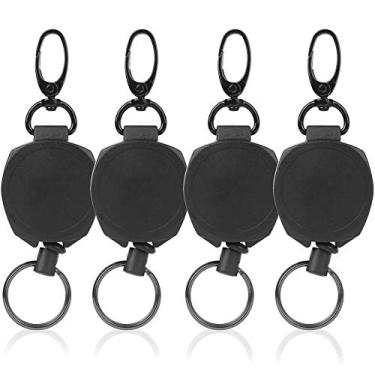 Imagem de RiToEasysports Pacote com 4 chaveiros retráteis, chaveiro telescópico com cabo de nylon retrátil para acampamento e caminhada