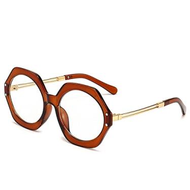 Imagem de Rede de armação grande feminina na moda, tiro de rua vermelho, óculos de sol de personalidade de rosto redondo, óculos de sol protetor solar, óculos de luz plana feminina, óculos de sol da moda, 3, tamanho único