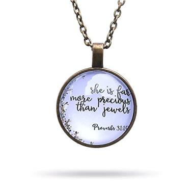 Imagem de Colar com pingente Epiphaneia Christian Gifts para mulheres Provérbios 31: 10. Colares religiosos da Bíblia para mulheres cristãs joias para a fé. Presente para a mamãe no Dia das Mães, Natal, aniversário.