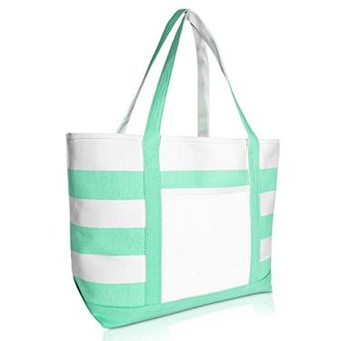 Imagem de Bolsa de barco listrada DALIX de algodão premium em lona preta, vermelha, rosa, azul marinho, roxa, Mint Green, X-Large