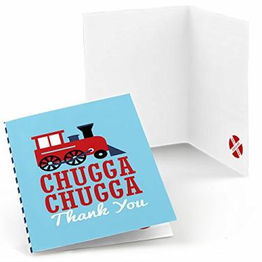 Imagem de Cruzamento de festas ferroviárias - cartões de agradecimento de trem a vapor ou chá de bebê (8 unidades)