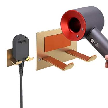 Imagem de XIGOO Suporte adesivo para secador de cabelo – suporte de parede ou parede para banheiro, secador de cabelo, organizador compatível com secadores de cabelo supersônicos (dourado)