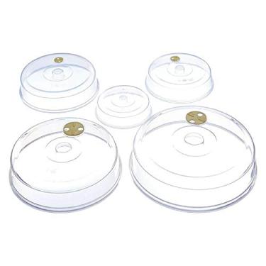 Imagem de Pacote com 5 capas de prato de micro-ondas com aberturas de vapor ajustáveis – capas de respingos de micro-ondas – tamanhos variados para tigelas de pratos grandes e pequenos sem BPA