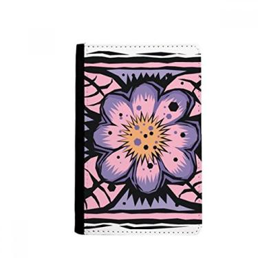 Imagem de Porta-passaporte com gravação de elemento de cultura do México flor roxa notecase burse capa carteira porta-cartão, Multicolor