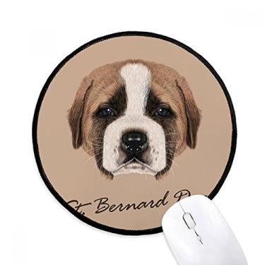 Imagem de DIYthinker Tapete de rato marrom bonito São Bernardo cachorro animal de estimação tapete de mesa escritório redondo para computador