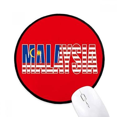 Imagem de DIYthinker Mouse pad com nome da bandeira do país da Malásia para mesa de escritório tapete redondo para computador