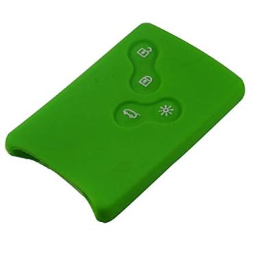 Imagem de YJADHU Controle remoto de silicone 4 botões masculino feminino chaveiro capa de chave de carro, apto para Renault Clio Logan Megane 2 3 Koleos Scenic, verde