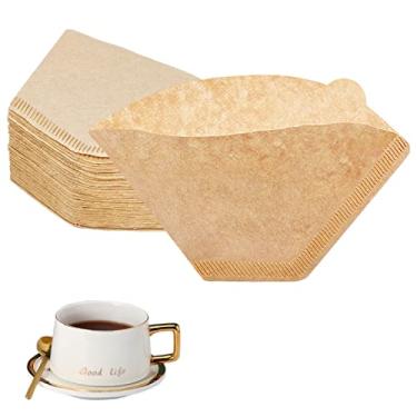 Imagem de BYKITCHEN Filtros de café tamanho 4, 8 – 12 xícaras, conjunto de 200, filtros de café 4 papel cone, filtros de papel natural cru para coador de café e cafeteira