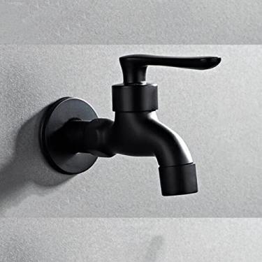 Imagem de Torneira de banheiro preta única parede fria Máquina de lavar torneira única torneira de água fria jardim torneira preta, um curto