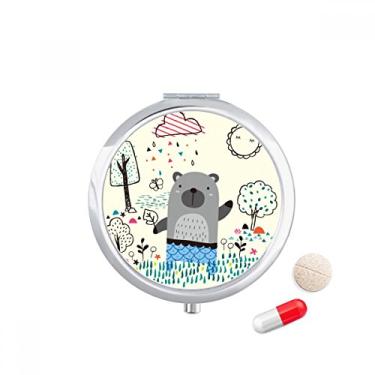 Imagem de Caixa de comprimidos com desenho rinoceronte Animal Blue Outline Pocket Medicine Storage Box Dispenser Recipiente