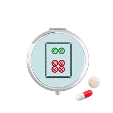 Imagem de Caixa de comprimidos Mahjong Circle Dots 6 azulejos padrão caixa de armazenamento de medicamentos dispensador de recipiente