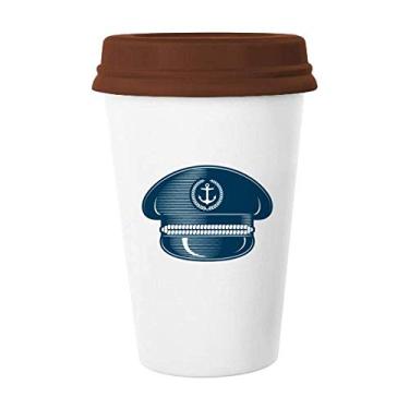 Imagem de Sailor Hat Navigation Military Ocean Mug Coffee Drinking Glass Ceramic Cup Lid