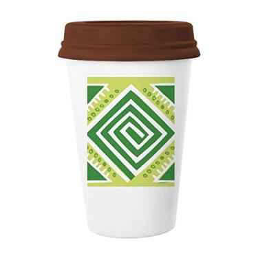 Imagem de Green Squares Totems Mexico Civilization Caneca de café Copo de cerâmica Copo de cerâmica
