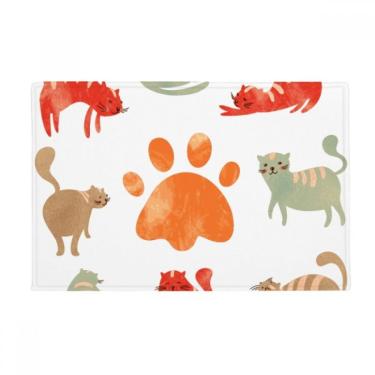 Imagem de DIYthinker Tapete para porta de banheiro com estampa de animais e gatos, tapete antiderrapante