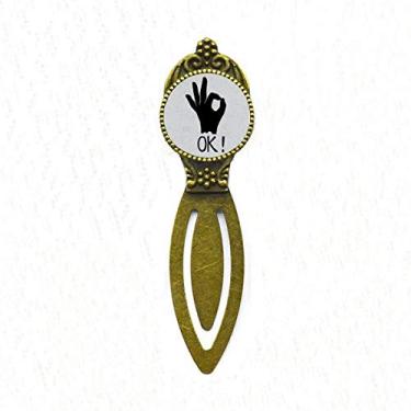 Imagem de Marcador de livro personalizado OK Silhouette retrô para escritório