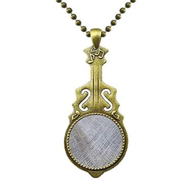 Imagem de DIYthinker Tecido linho cinza abstrato colar antigo joia música pingente de guitarra