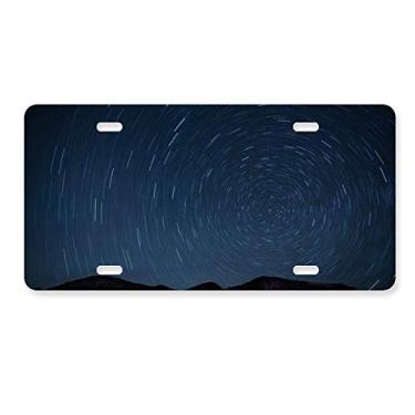 Imagem de DIYthinker Paisagem, estrelas, luzes, céu noturno, placa de carro, decoração de carro, acessório de aço inoxidável
