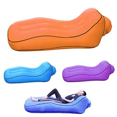 Imagem de iBIREMS Sofá inflável para ar – portátil, leve, sofá inflável, design ergonômico, fácil de inflar, praia, caminhadas, acampamento, piscina, piquenique, viagens (laranja)