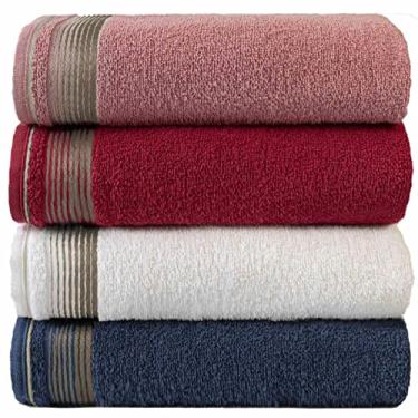 Imagem de Kit Com 4 Toalhas Banhão Gigante Alta Absorção Sublime 70x150cm - KIT 5 (Rosa/Terracota/Branco/Azul)