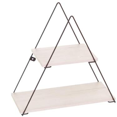 Imagem de Prateleira Decorativa Geométrica Triangular, Cor Corten Microtextura com Madeira Legno, Metaltru