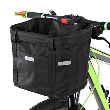 Imagem de Cesto de bicicleta,YIWENG Cesta de bicicleta dianteira removível impermeável bicicleta guiador cesta Pet transportadora Frame Bag