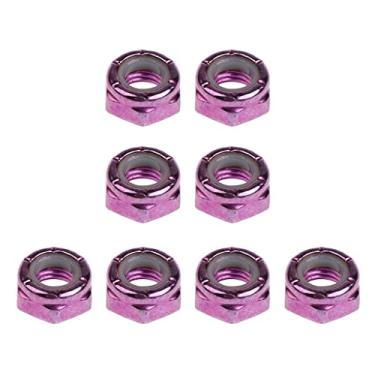 Imagem de Baoblaze 8 peças de porcas de eixo de aço carbono para skate longboard caminhões masculinos e femininos skate – Roxo