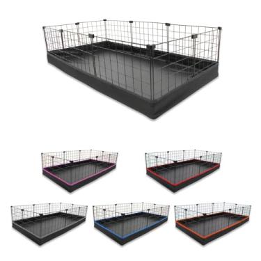 Imagem de Cercado Aramado Pet Porquinho da Índia 60x120 com Bandeja Higiênica Tapete Impermeável Fácil de Limpar Cercadinho Coelho Proteção Filhotes de Cachorro