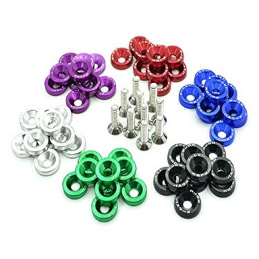 Imagem de Porca de roda universal 20 peças M6 modificação de estilo de carro JDM adesivos adesivos senha para-lama arruela parafusos de placa de licença acessórios automotivos tampas de porca de roda (cor: