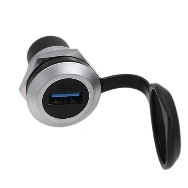 Imagem de HangTon Pacote com 5 soquetes de painel de acoplador USB 3.0 à prova de intempéries conector anteparo de alimentação, cabo circular em linha fêmea para extensão fêmea