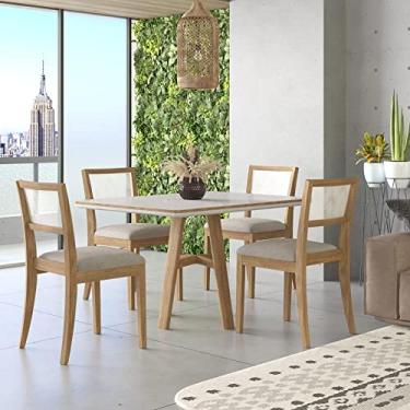 Imagem de Conjunto Sala de Jantar Mesa 120x90cm Vidro com 4 Cadeiras Ágata Ônix Tradição Móveis