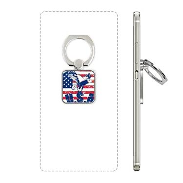 Imagem de Suporte de anel de celular quadrado de águia Haliaeetus leucocephalus com bandeira americana