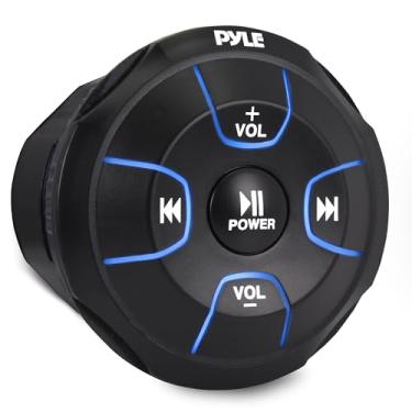 Imagem de Pyle Controlador de áudio Bluetooth sem fio amplificado – botão de mídia Bluetooth de 300 watts, receptor marítimo à prova d'água, controle remoto com auxiliar, suporte para carro, caminhão, barco,