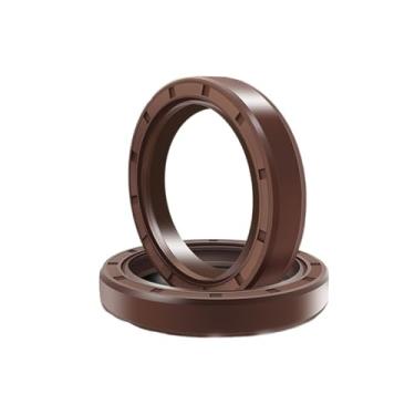 Imagem de Fkm estrutura vedação de óleo tc fluoro anéis de junta de borracha capa lábio duplo com mola para eixo de rolamento, id * od * thk 50/52/53/54-58mm (Size : 55x75x12(1pcs))